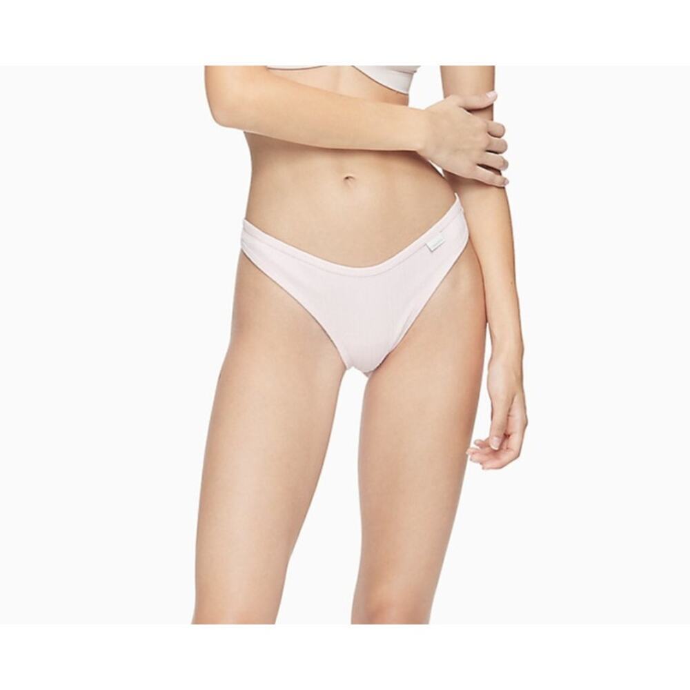 Calvin Klein Women's Ribbed Thong QD3884 Barely Pink Size XL